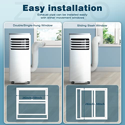 ZAFRO 10,000 BTU Portable Air Conditioners Cools up to 450 Sq.ft, Portable AC Built-in Cool, Dehumidifier, Fan Modes, Room Air Conditioner with Remote Control/Installation Kits, White