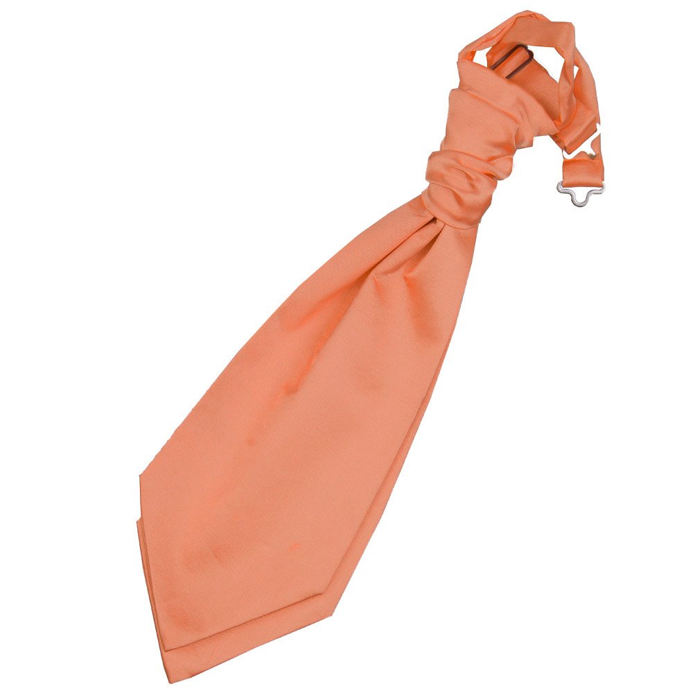DQT Boys Plain Satin Pre-Tied Scrunchie Cravat - Wedding Pageboy Formal - Coral