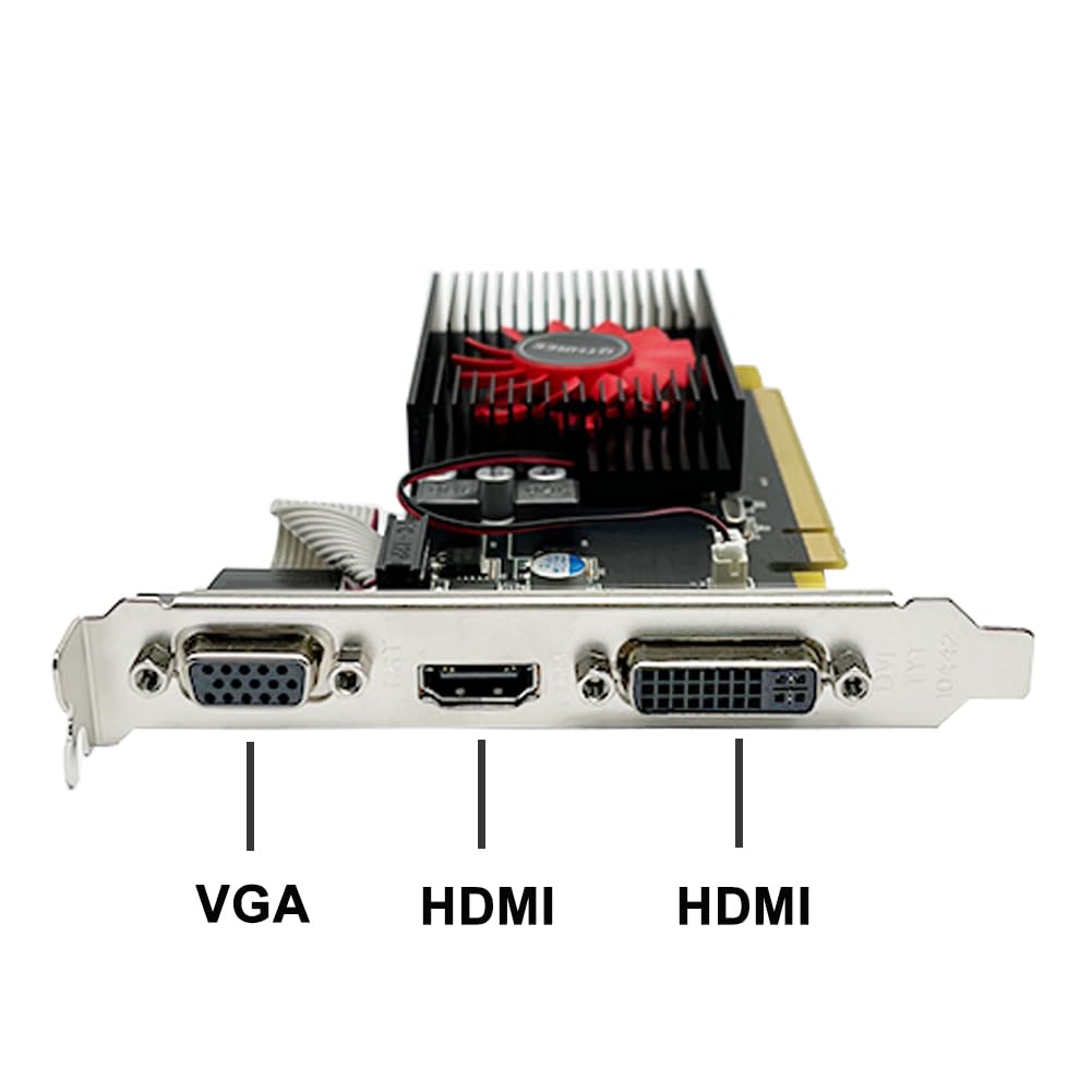 Carte Graphique QTHREE Radeon HD 5450 - 2Go GDDR3 64bits | DVI/HDMI/VGA | Profil Bas PCI Express | Pour Bureau HTPC
