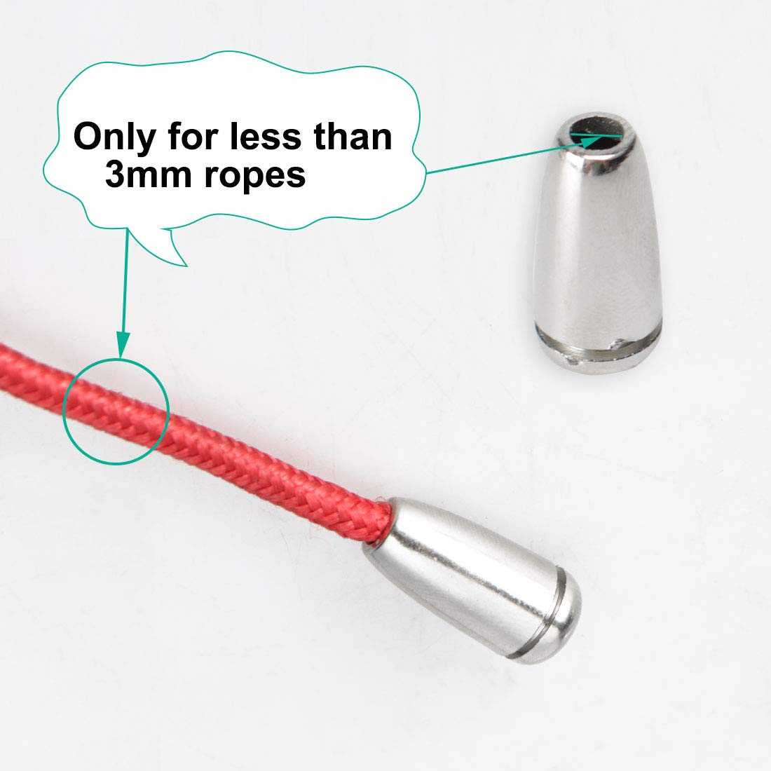 Fermacorda A Campana In Plastica - 6 Pezzi Argento - Per Cordini, Coulisse E Zaini - Foto 2