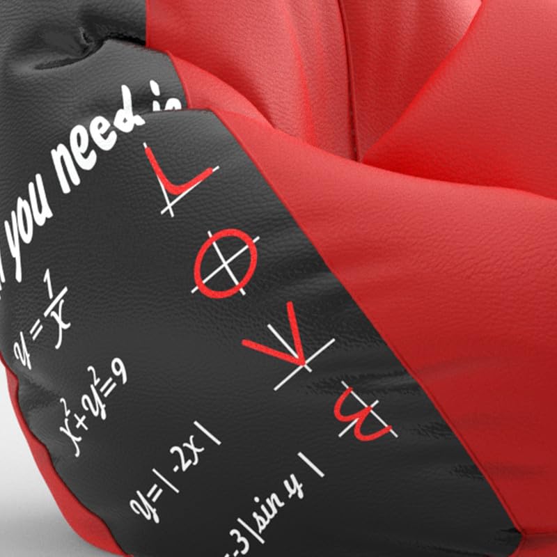 Image of Biggie Bean Bag with Beans Filled 6XL Evergreen Classics Bean Bag-Loud Prints-Soft Landings-Styled with Free Cushion & Footrest (Matching Color : Printed All You Need is Love - Black Red)
