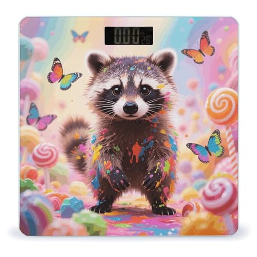 Báscula digital para baño Candy Raccoon blanca miniatura 1