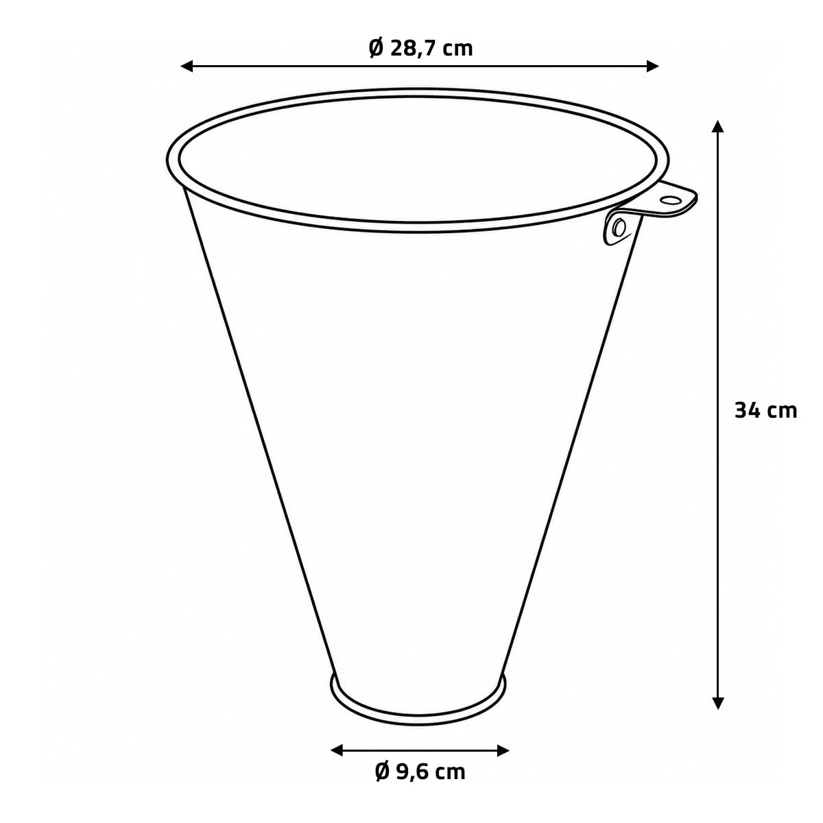 Gaun Schlachttrichter für Geflügel, FUNNEL, 34 cm Höhe, 10 cm unten, 28,5 cm oben, Silber, Metall