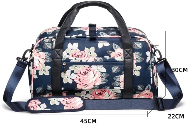Kinmac Women's Travel Duffel Bag,Sports Gym Yoga Duffel Bag Weekender Overnight Totes Bag with Shoes and Wet Compartment (Rose Blue) - Image 6