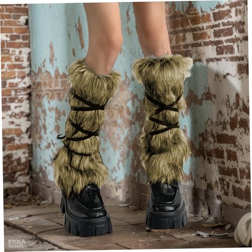Calentadores de piernas de piel sintética Gcroet fundas de botas medievales para cosplay mujer 5