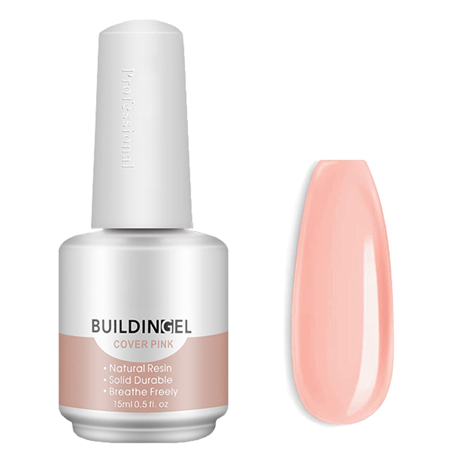 TEEROVA 5 in 1 Builder Gel for Nails - 15ml Builder Base Strengthening Gel, UV/LED Nail Polish Gel Hard Gel for Manicure Repair, Nail Extension, Nail Strengthen, Nail Art Decoration (Cover Pink)