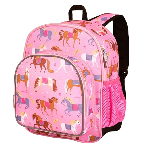 Image of Wildkin 12 Inch Toddler Backpack for Kids, Horses | Ages 3-7, insulated front pocket - coordinates with matching Wildkin nap mats and water bottles