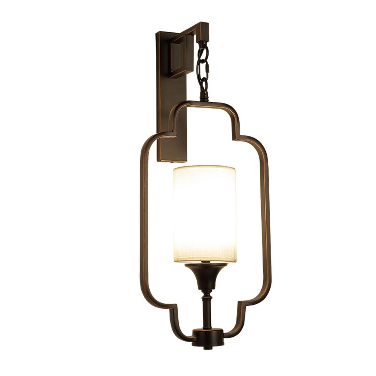 OZBMA Vintage Industrial Wall Sconces Retro Fabric Lamp Mounted Lighting Fixture for Bedroom Bedside Restaurant Office Staircase Lantern(Gold) (Black)