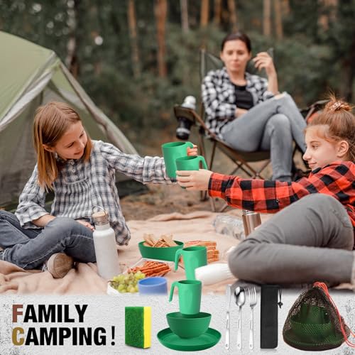 Set de Cocina Scout Camping para 1 Persona Kit de Platos para Boy Scout y Girl Scout con Bolsa de Malla Utensilios Reutilizables y Ligeros de Plástico para Viaje y Camping miniatura 5
