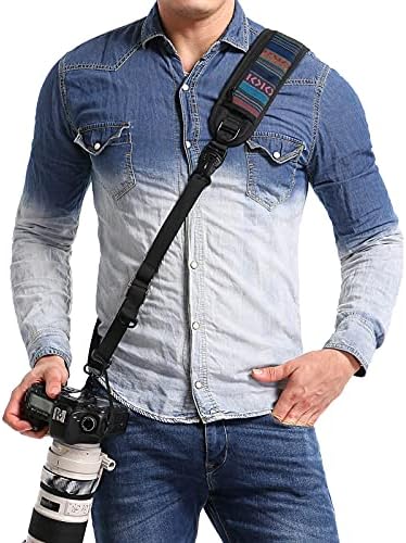 waka Camera Neck Shoulder Strap with Quick Release and Safety Tether, Comfortable and Durable Shoulder Sling Camera Strap - Retro