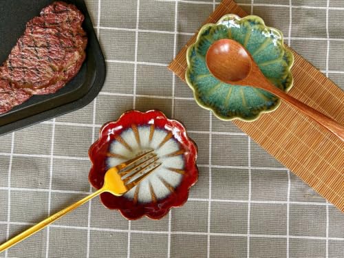 Image of Ceramic Spoon Rest for Stove Top, Flower Cute Spoon Rest for Kitchen Counter, Cooking Spoon Holder for Kitchen Counter, Utensil Rest Spatula Rest Ladle Holder Tong Rest, 1 PC (Retro, Burgundy Red)
