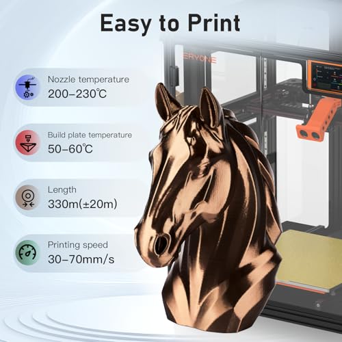 Image of ERYONE Silk Filament PLA+ 1.75mm Upgraded Shiny 3D Printer Filament, Gloss Finish, Fit Most FDM Printer Stable Printing,1kg (2.2LBS) /Spool, Dark Gold