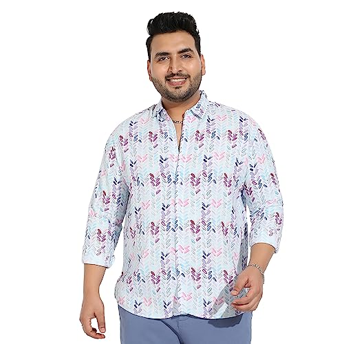 Image of Instafab Plus Men's Button Up Shirt for Casual Wear | Plus-Size Fit | Spread Collar | Button Closure | Regular Sleeve | Cotton Shirts Crafted with Comfort Fit for Everyday Wear