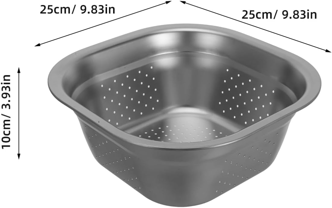 Grande Scolapasta in Acciaio Inox per Lavare Le Verdure, Colino da Cucina Resistente E Capiente, Ideale per Cucinare E Preparare Gli Alimenti. Silver 25.00X25.00X10.00CM