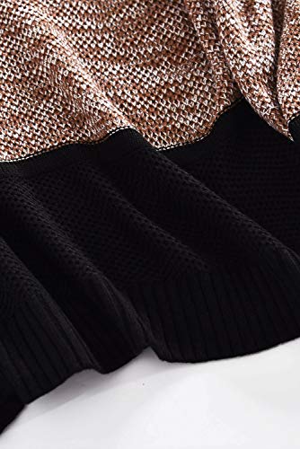 Lovezesent Womens Fashion Crewneck Long Sleeve Color Block Striped Ribbed Knitted Pullover Sweaters Jumper Tops 2020 Khaki Small