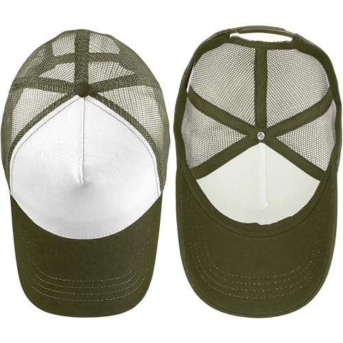 Image of Falari 5-Panel Mesh Baseball Cap, Trucker Hat, Structured Plain Design, Cotton, Adjustable Size