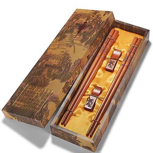 Chopstick Reusable Chinese Plum Blossom Chopsticks with Holder and Carrying Bag Chinese Traditional Stylish Gift Set?2 Pairs?