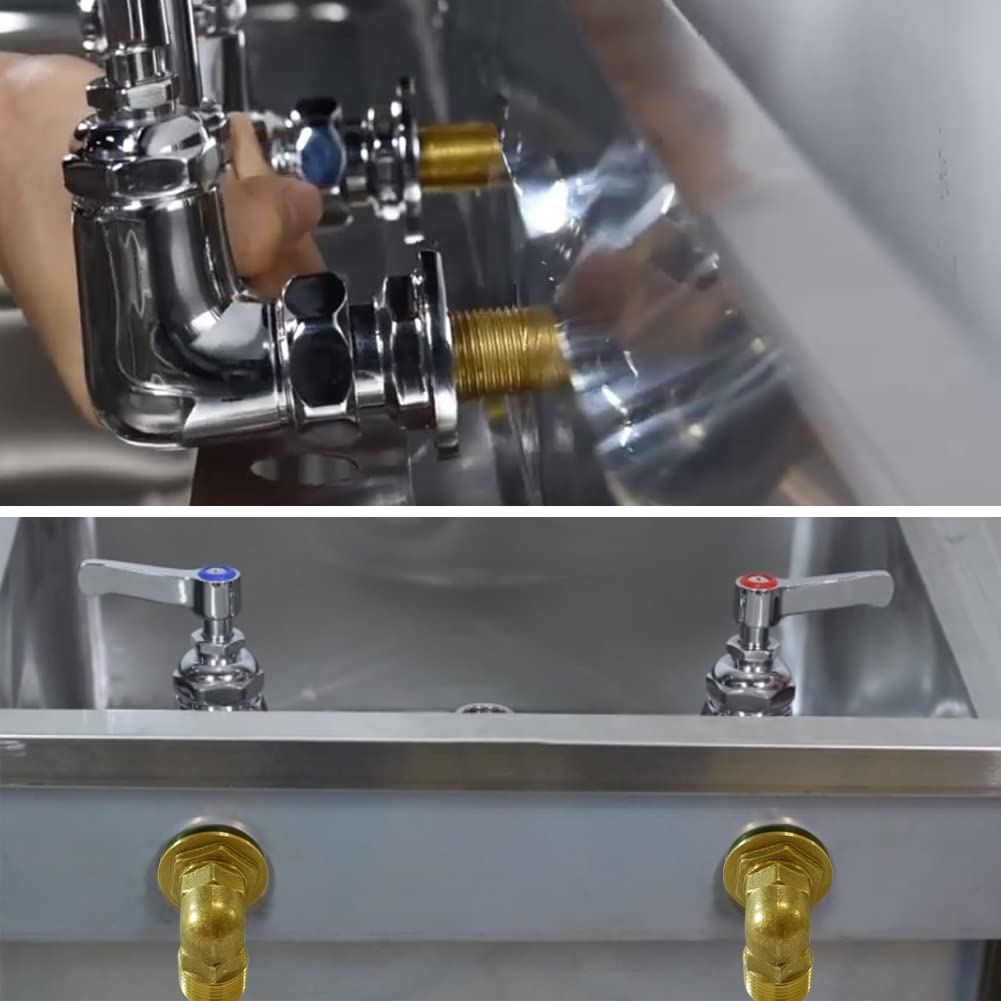 Joywayus Kit de instalación de grifo comercial, 2 piezas, rosca macho recta de 1/2 pulgada, conector de montaje contra salpicaduras de codo de 90° para montaje en pared grifo comercial