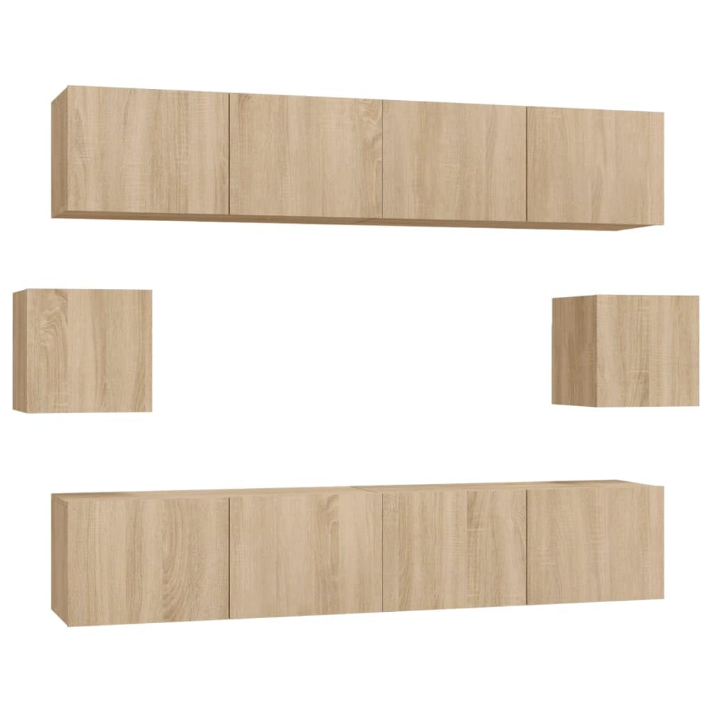 vidaXL Set di Mobili Porta TV 6 pz Rovere Sonoma in Legno Multistrato