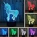 Price comparison product image Galaxer 3D Illusion Lamp Unicorn Night Illusion Table Lamp 3 AA Batteries or USB Powered Nice Unicorn Picture Acrylic Material Panel ABS Base for Table Decoration and Night Decoration