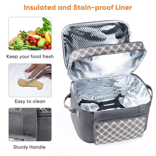 Double Layer Slow Cooker Carrier Bag – Fits 6–8 Qt Oval Slow Cooker Compatible with CrockPot & Hamilton Beach | Insulated Travel Tote with Utensil Storage & Adjustable Straps - Image 6
