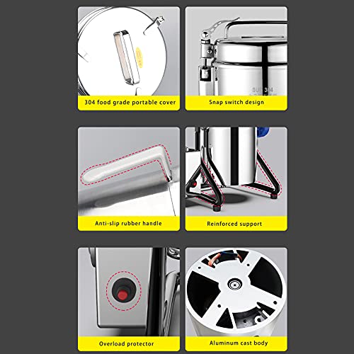 JRZTC Molinillo de Grano eléctrico Comercial para el hogar de 400g, trituradora pulverizadora de Acero Inoxidable 304… - Imagen 7