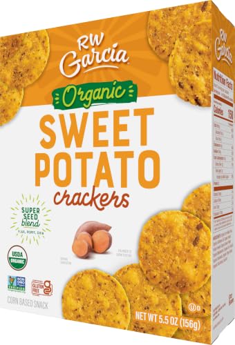 RW Garcia Organic Sweet Potato Crackers, USDA Certified Organic, Gluten Free & Non-GMO, 5.5 Oz (Pack of 6)