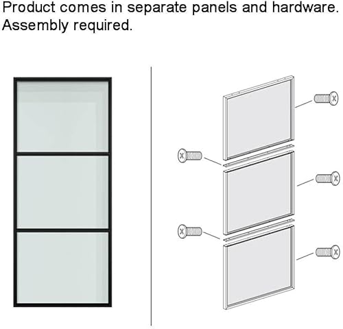 Miniatura 9 de Calhome Full Lite TKM-A02 - Kit de herramientas corredizas para interiores de granero de acero negro de 36 x 84 pulgadas, vidrio templado