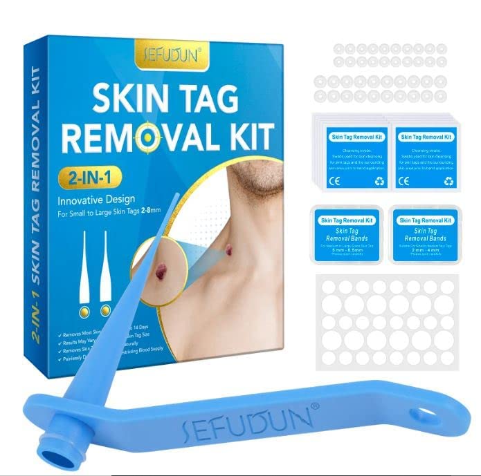 Image of Skin Tag Remover Set, Skin Tag Remover Kit 2 in 1, Skin Tag Removal Kit with Rubber Bands Rings for Removing Small to Medium