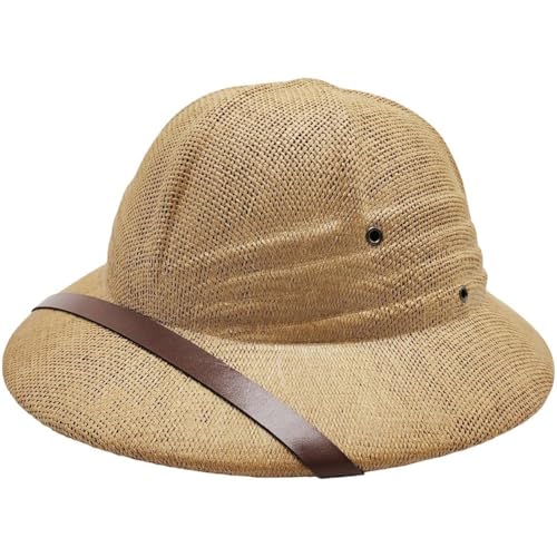 Haowul Casque Colonial, Costume, Chapeau De Fête, Beige, Naturel, pour Femmes Hommes, pour Jardinage, Randonnée, Jungle, Exploration, Beige, Respirant,...