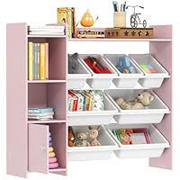 AIYAPLAY Toy Storage Unit, with 8 Removable Bins, Storage Shelves, Cabinet, Toy Organiser, for Playroom, Kids Room, Nursery