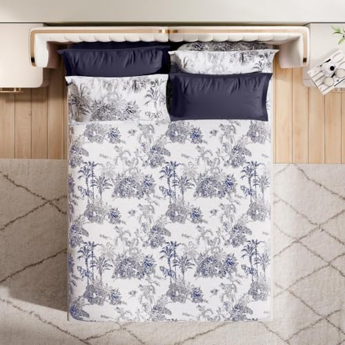 Image of Wakefit Premium 100% Cotton 300 TC Flat Bedsheet with 4 Pillow Covers | King Size (104 x 104 inch) | Misu