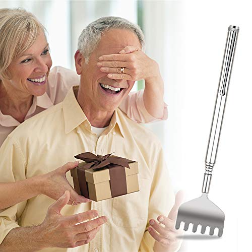 Image of YIMICOO Extendable Back Scratcher for Men 3 Pack Portable Telescopic Metal Back Scratchers /Hand Massager with Pocket Clip for Thanksgiving, Birthday, Christmas Gifts