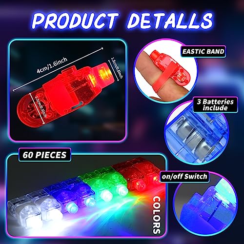 60Pcs LED Finger Lights Mini Finger Flashlights for Kids Glow, Novelty Toys Party Favors for Birthday Christmas Halloween, Party Supplies for Parties Cheering Novelty Toys Gift for Kids, Adult4