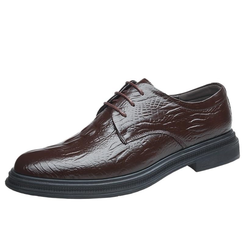 Elegant Men's Shoes Modern Oxford Wingtips with Non-Marking Rubber Soles Men's Wingtip Lace-ups for All-Day Wear(Brown,7)