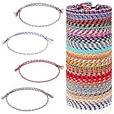 HJZHII 30Pcs Woven Wrap Friendship Bracelets, Handmade Boho Braided Friendship Bracelet Colorful Adjustable String Bracelets for Women Matching Accessory