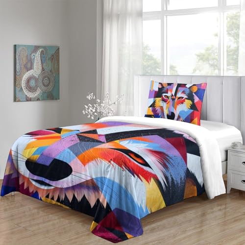 Parure de lit loup 3D microfibre 135x200 avec fermeture éclair - 5