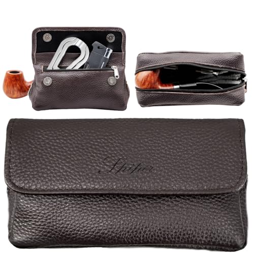 SPIPER Tabaktasche aus 100% Leder, tragbare Reisetabaktasche, multifunktionale Mode-Tasche, für Tabakzubehör, bestes Geschenk für Mann und Frau (Braun), braun, Klassisch