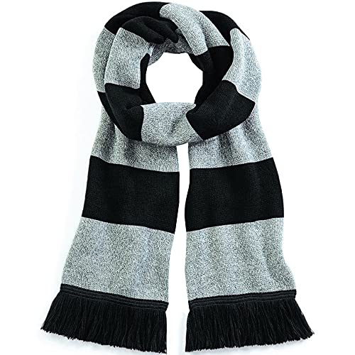 Beechfield Stadium Scarf Echarpe, Multicolore (Black/Heather Grey 00), Taille Unique Mixte