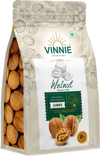 Vinnie Walnut Shell - 500g | Premium Chilean Select Akhrot | Fresh & Crunchy Walnuts Inshell|Natural Raw Whole Dry Fruits Nuts|High In Protein & Anti-