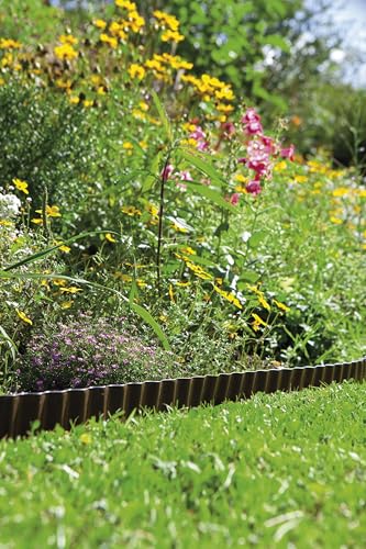 Gardena Beeteinfassung 9 cm hoch: Ideale Beet-Eingrenzung, auch für Rasenkanten, 9 m, gegen Wurzelausbreitung, Kunststoff, braun (530-20)