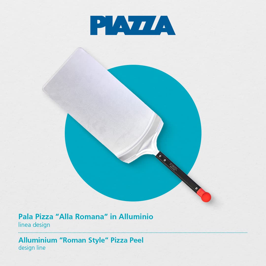 PIAZZA Pizzaschaufel Rechteckig 30 Cm – Aluminium, Hitzebeständig Bis 550 °C, Mit Griff, Leicht & Robust, Made In Italy