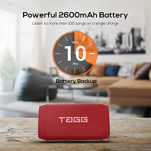 Image of TAGG Sonic Angle 1 10W Portable Bluetooth Speakers Wireless with Dedicated Bass Radiator || Dual Stereo, Water Resistant, 10 hrs Continuous Battery Life- Red