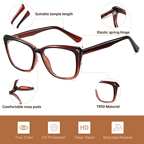Image of EYEGUARD Blue Light Reading Glasses for Women TR90 Cat Eye Computer Eyeglasses Fashion Spring Hinge Readers