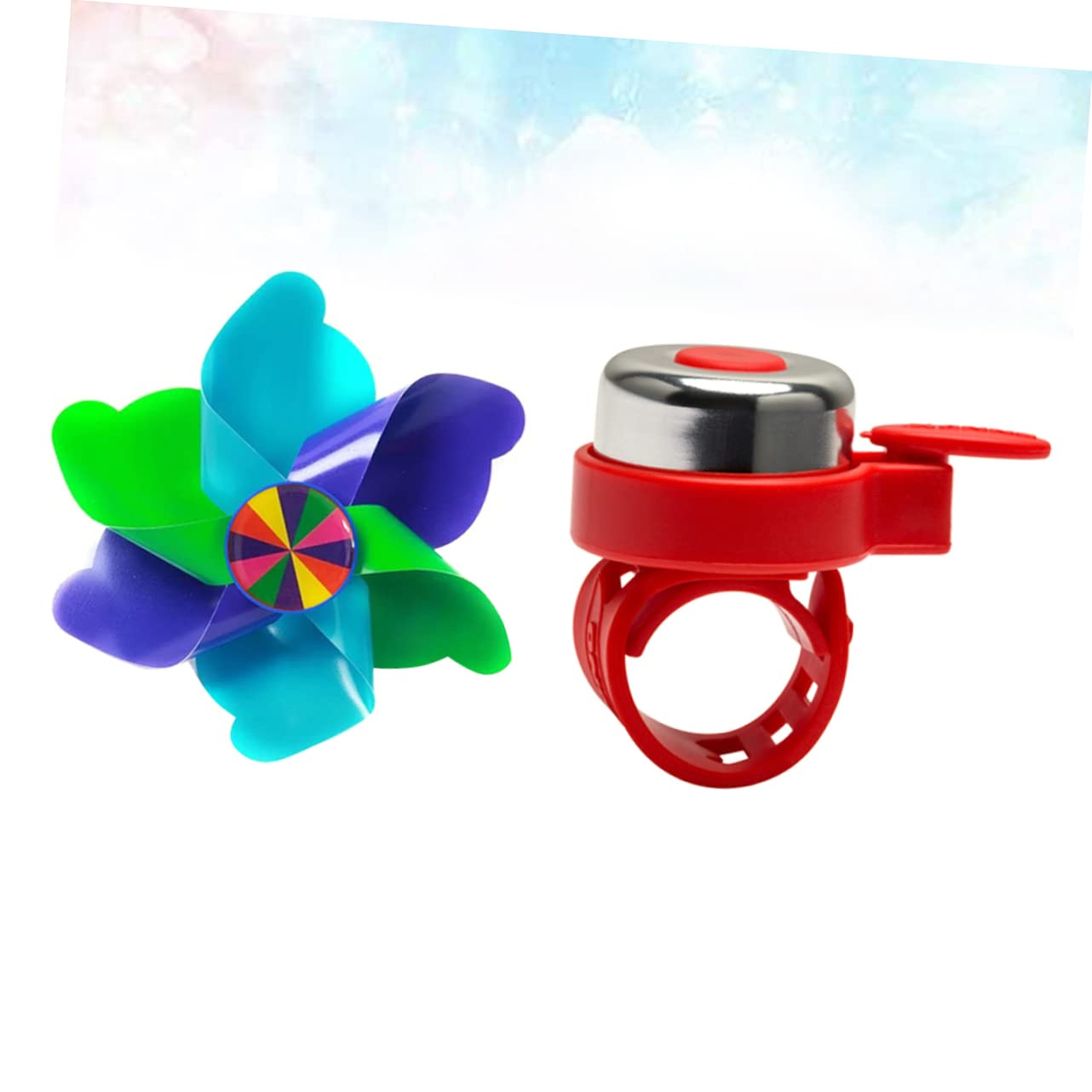 HONMEET 1Set Bike Decoration Accessories Handle Bar Bell Windmill Pinwheel Set Red and Blue for Bicycles and Scooters Durable and Creative Bike Ornaments