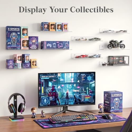 Image of Lifewit Acrylic Floating Shelves for Wall 14 inch Clear, 12 Pack