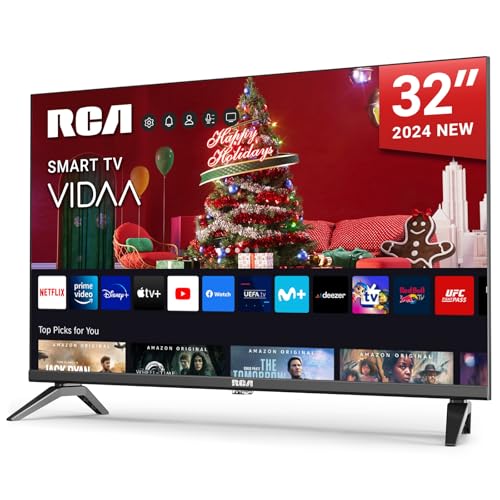 RCA Smart TV 32 Pulgadas LED HD WiFi Televisión con App Store, Sintonizador Digital, Prime Video, Netflix, Youtube, DAZN, Disney+, Pluto TV, Apoyado por VIDAA (VRS32HQ1, 2024)
