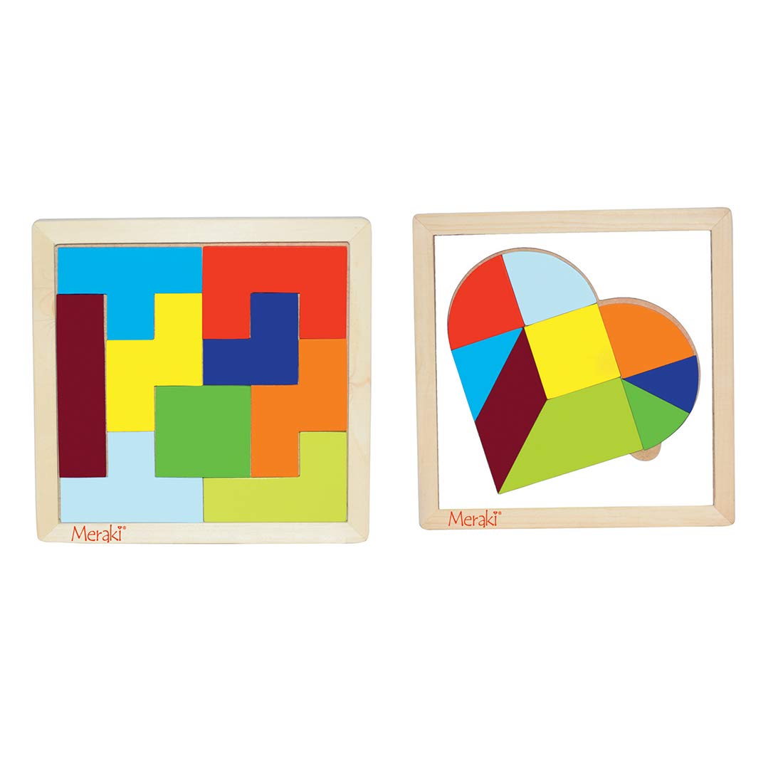 Meraki Wooden Tetris Tangram Puzzle with Wooden Tray, Includes 100+ Puzzles with Solution, Puzzle for 2+ Year Old Kids, Matching Puzzle for Toddlers, Creative, Learning & Educational Board Puzzle (B07NYD8R7P) Amazon Price History, Amazon Price Tracker