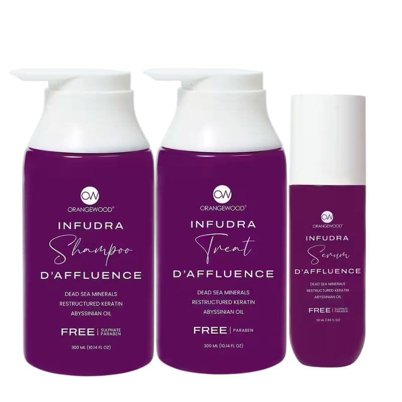 ORANGEWOOD Infudra Shampoo + Conditioner + Serum Daffluence Combo – Nourishing Hair Care Kit for Dry, Strong & Shiny Hair | Enriched with Natural Oils | 3-in-1 Hair Treatment | 300ml + 300ml + 50ml-image-14