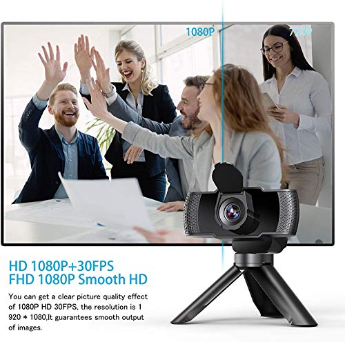 Webcam with Microphone for Desktop, 1080P HD Computer Camera with Privacy Cover Shutter & Tripod, USB PC Laptop Streaming Web Camera with Wide View Angle for Video Conferencing Calling Recording Zoom